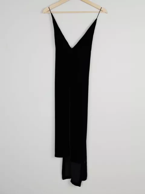 DION LEE Womens Size 6 Fine Line Cami Dress In Black Silk Blend Velvet RRP$690