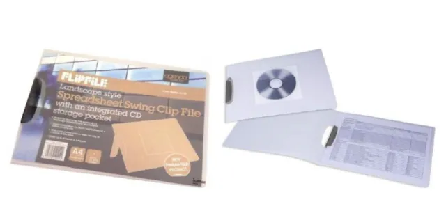 100 X Flipfile Agenda Landscape Spreadsheet Swing Clip Files with CD Pocket