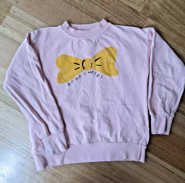 Bobo Choses Size 8 Blooming Dahlia Bow jumper sweater pink designer girls 2