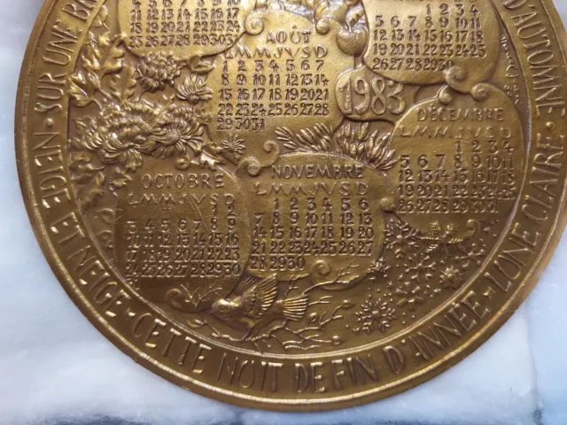 médaille calendrier 1983 en bronze - Monnaie de Paris - les saisons 3