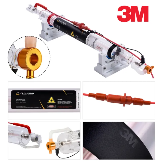 40W CO2 Laser Tube Metal Head 720mm Glass Pipe for Laser Engraver Cutter Machine