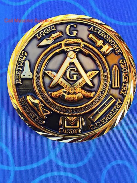 Masonic Commemorative  2" Challenge Coin Dark Golden 3D Design  Nice Mason Gift