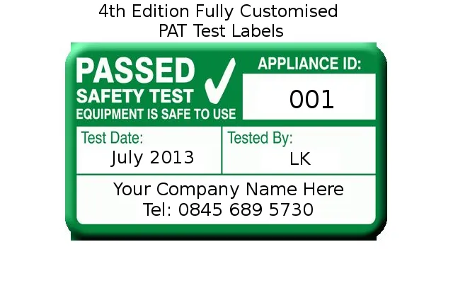 2080x 4th Edition PAT Test Labels Personalised (Portable Appliance Stickers)