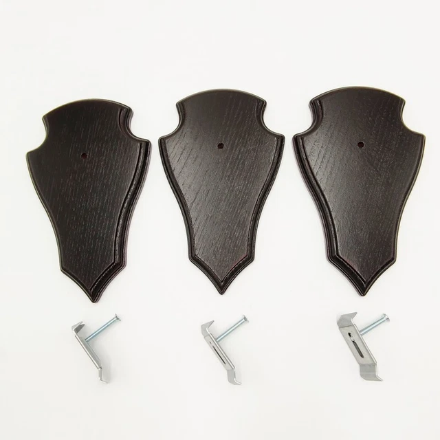3 Pieza Escudo de Trofeo Af 19CM X 11CM Ciervo Encaje Oscuro 3X Ganchos