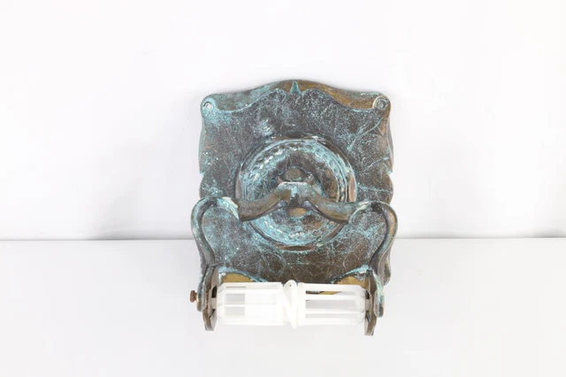 Vtg Antique Brass Ornate Bathroom Wash Room Toilet Paper Tissue Holder Patina