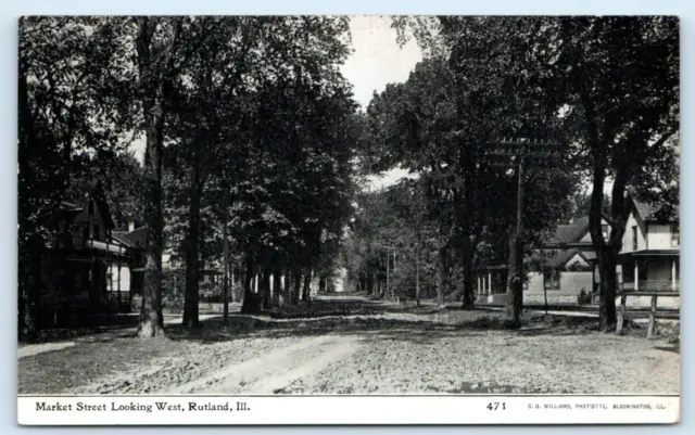 RUTLAND, Illinois IL ~ MARKET STREET LaSalle County c1910s Photoette Postcard