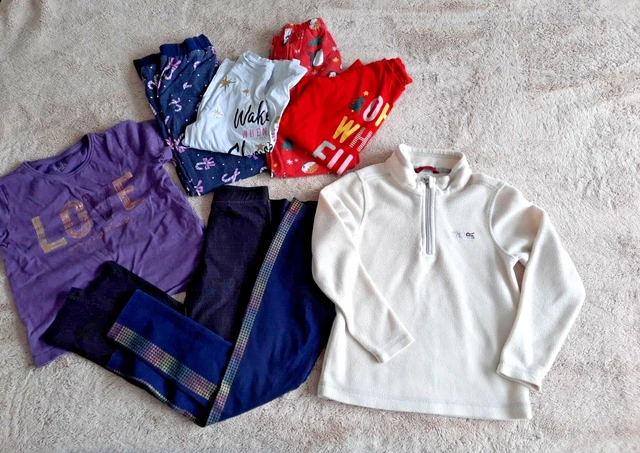 Pacchetto misto bambina 7-8 anni pigiama di Natale, leggings, maglione in pile, top usato
