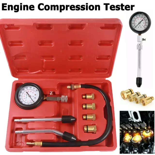 Professional Automotive Petrol Engine Compression Tester Gauge Kit Motorcycle UK