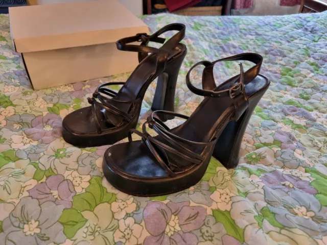 VINTAGE RETRO 90 S 00s Chunky Platform Shoes Sandals Black Size 5 130.00 PicClick UK