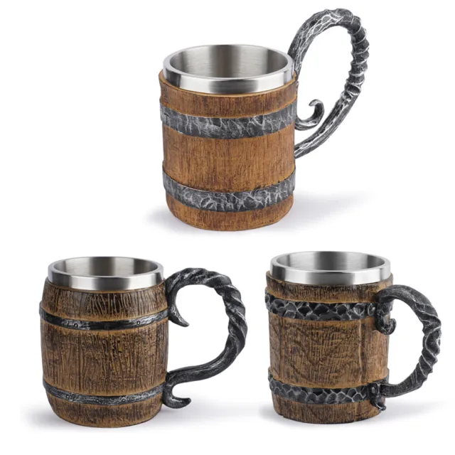 Beer Mug Double Wall Drinking Mug Creative Durable Resin Retro for Home Ornament