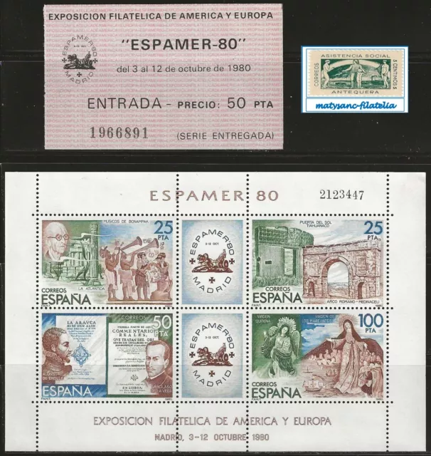 España 1980. Edifil 2583. Hoja Bloque "Espamer '80". Con Entrada Sin Matriz. Mnh