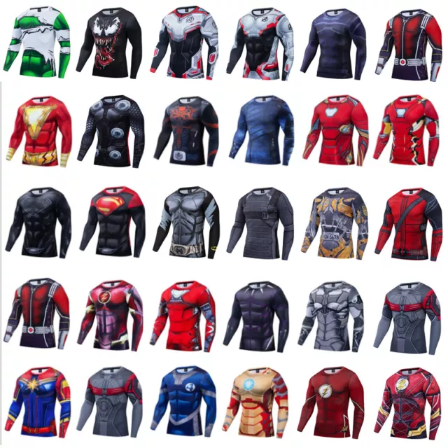 Men's T-shirts 3D Print Superhero Compression Tops Tights Long Sleeve T Shirt