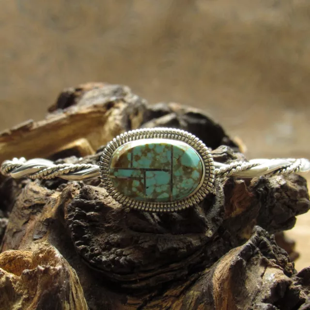 Sterling Silver and Turquoise with Brown Matrix Inlay Cuff Bracelet+