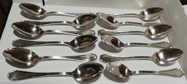 Coffret de 12 cuillères à café ou à dessert en métal argenté par