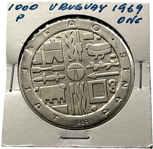1969 Uruguay 1000 Pesos Silver Round - Food For All
