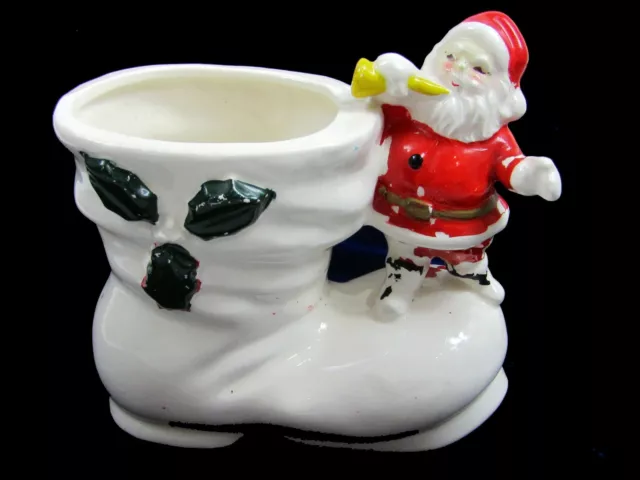 VINTAGE INARCO SANTA Boot Ceramic Planter Candy Cane Holder Christmas ...