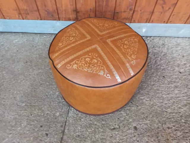 60er Vintage Hocker Sitzkissen Pouf Ottomane Kamelhocker 60s Kaminhocker braun 6