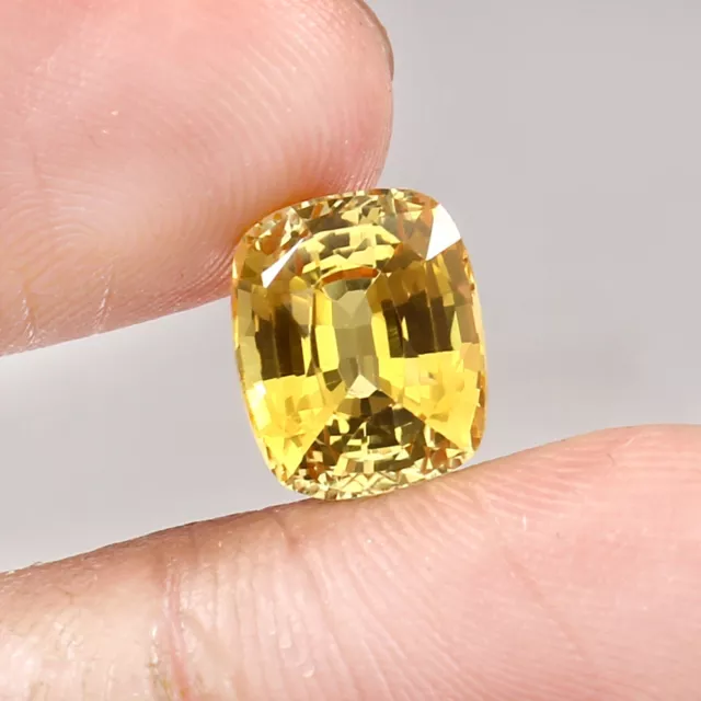 AAA 12x10 MM Natural Flawless Ceylon Yellow Sapphire Cushion Loose Gemstone Cut 2