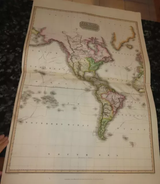 1812 COLOUR MAP Of The World On Mercators Projection Western Part By
