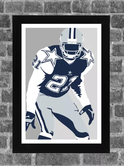 Dallas Cowboys Deion Sanders Portrait Sports Print Art 11x17