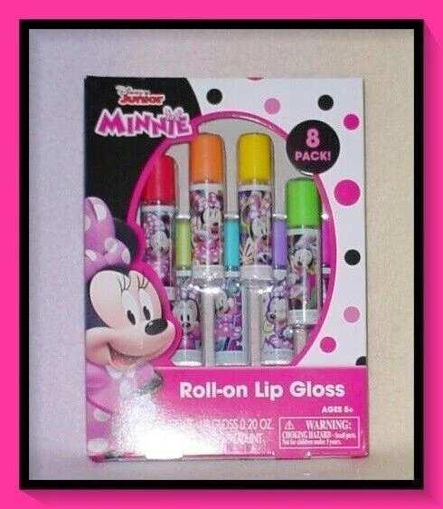 Disney Junior ** Minnie Roll On Lip Gloss ** 8 Pack *** Cool * New