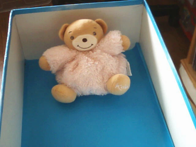 Doudou 4350 / Peluche Ours Boule "Kaloo" Beige - Fourrure Rose