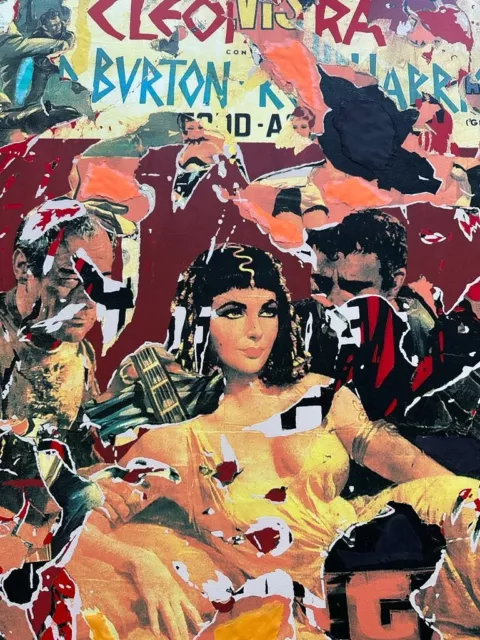Serigraph Cleopatra & Richard Burton Mimmo Rotella 100x70 Painting Decor Pop Art