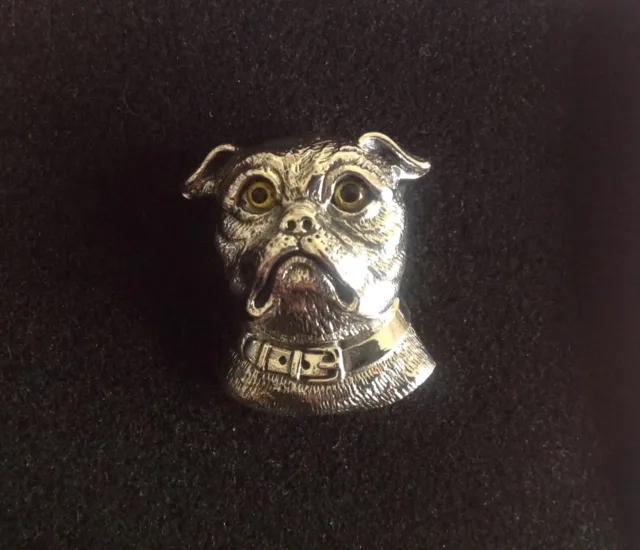 British Old English Bulldog Brooch Sterling Silver Pin Pendant Victorian style