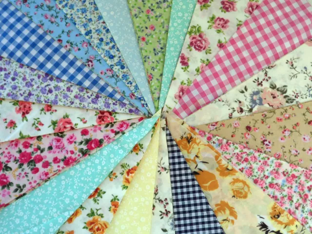 HANDMADE FABRIC BUNTING.SHABBY n CHIC,VINTAGE WEDDING FLORALS CLEARANCE FROM £3. 3