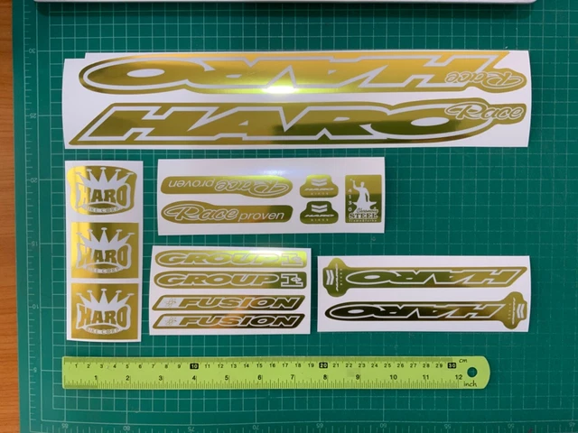Adesivo BMX Haro Haro Group1 Sticker Custom Black & Gold Chrome Bmx Decals Adesivi Per Casco
