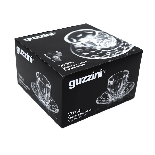 Lot de 6 Tasse et Soucoupe Guzzini Venice à café Espresso en Verre