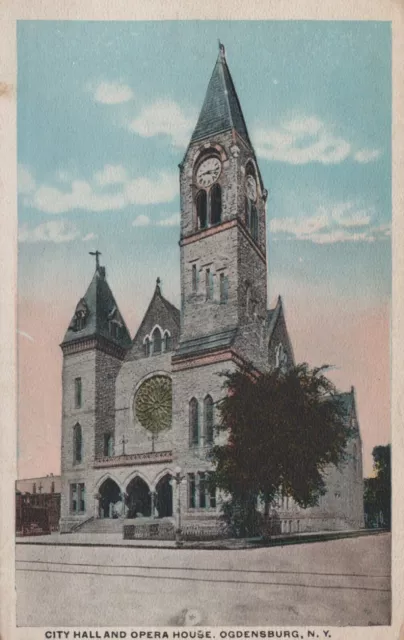 City Hall And Opera House Ogdensburg NY Posted Vintage Divided Back Post Card