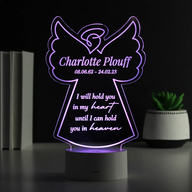 Luce LED Angelo Memoriale Verso Cambia Colore Personalizzata 7