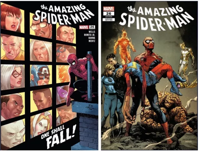 Amazing Spider-Man 26 Cvr A and Gary Frank Spoiler Variant Marvel Comics 2023