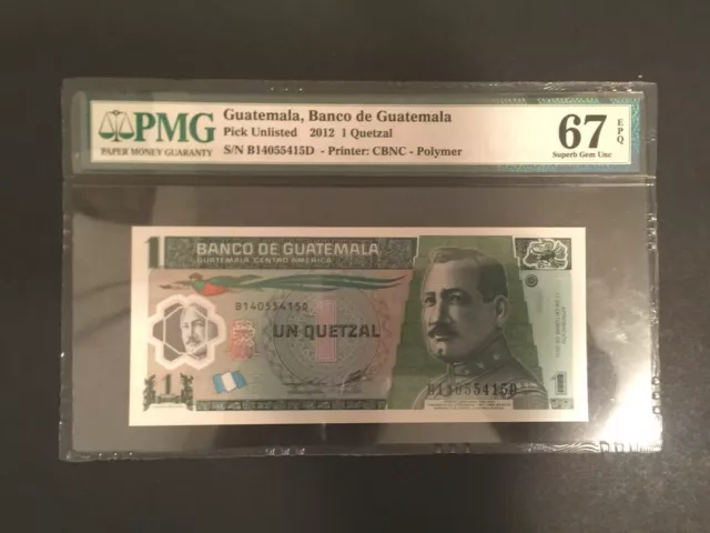 Guatemala 1 Quatezal Banknote World Paper Money UNC PMG EPQ 67 Superb Gem - L1