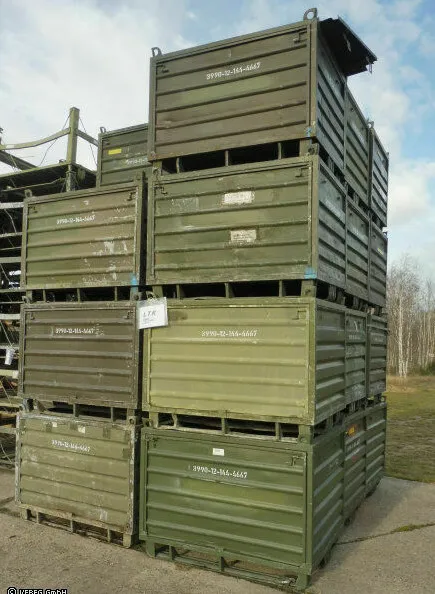 Boxpalette mit Kranösen Palettenbox Stapelbox Stahlbehälter Box Bw Bundeswehr