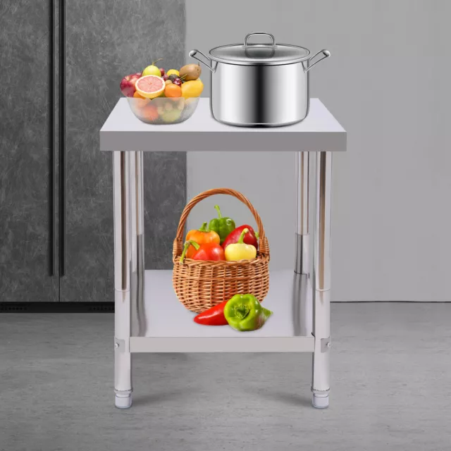 Food Prep Table Work Table 60*45*80cm Stainless Kitchen Worktop w/Undershelf