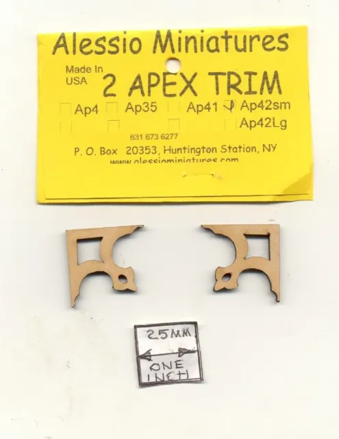 Apex Trim - AP42sm wooden dollhouse miniature 1:12 scale USA made 2pcs
