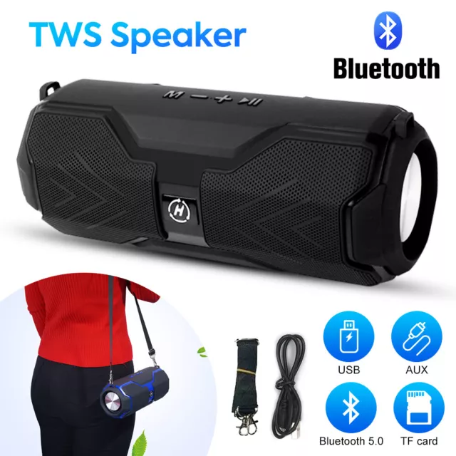 Portable Wireless Bluetooth Speaker Stereo Bass Subwoofer USB TF FM TWS Speakers