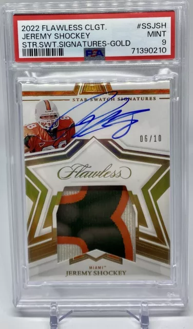 2022 Panini Flawless Jeremy Shockey Star Swatch Sig Gold/10 Miami/ Giants/POP 1