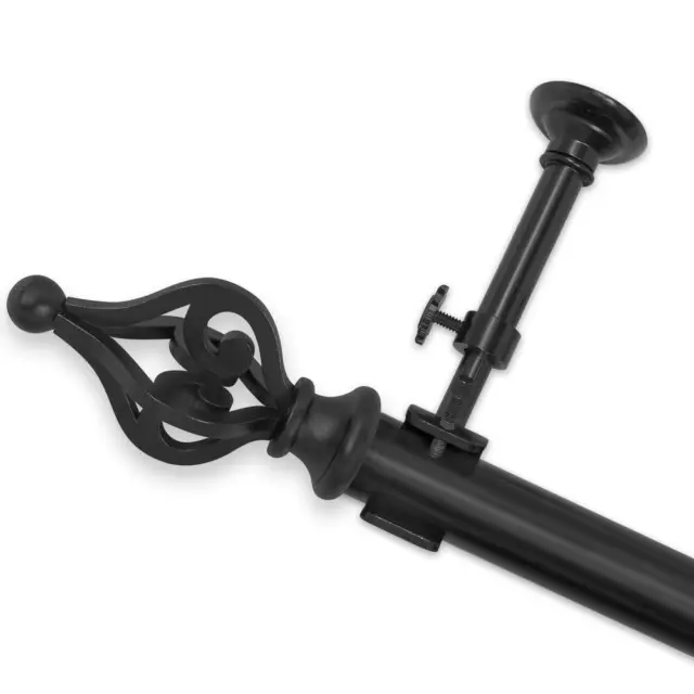 Pinnacle Optima Crown Curtain Rod Collection  16" up to 240" - Black