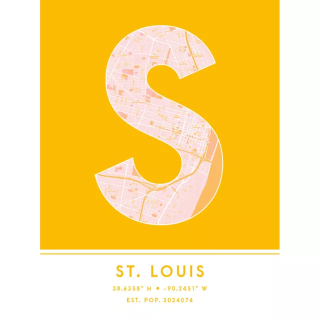 St Louis Missouri United States City Map Typography Unframed Art Print 12x16 In