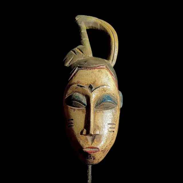 Vintage Hand Carved Wooden Tribal African Art Face Mask African Guro Baule-9255