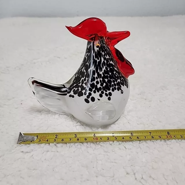 Murano Style Hand Blown Art Glass Rooster Figurine Paperweight