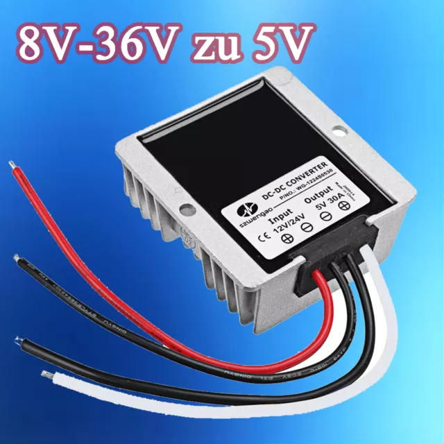 8V-36V zu 5V 5A 10A 20A 30A Spannungswandler Converter 24V/12V Batterien DC-DC