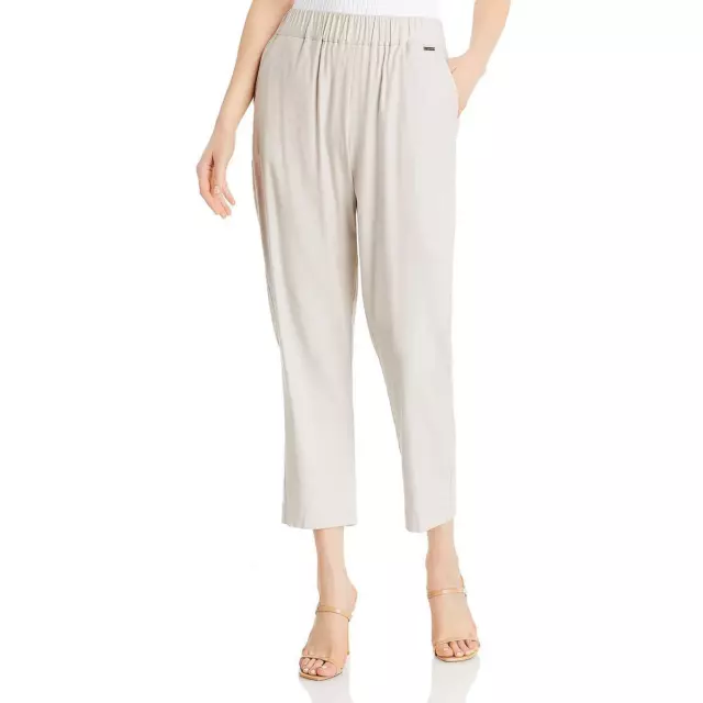 T Tahari Womens Beige Linen Blend Pleated Casual High-Waist Pants XL BHFO 9005