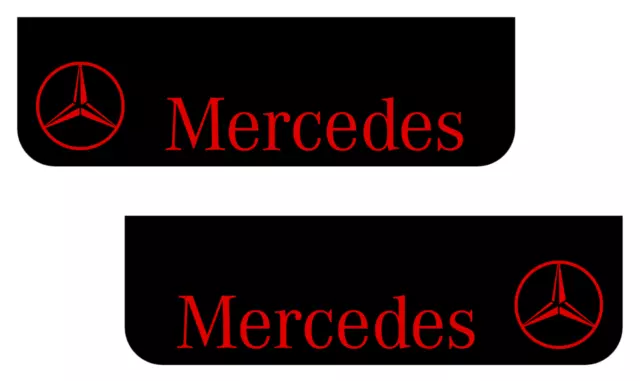 Mercedes van Hgv mudguard truck 18 x 60 cm smooth PVC black flap logo