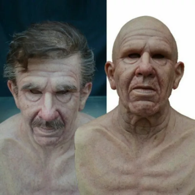 Halloween Latex Old Man Mask Male Disguise Cosplay Costume Realistic Party Prop 3