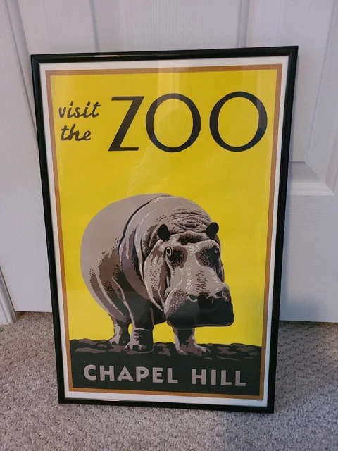 Hippo Hippopotamus framed poster "Visit the Zoo" Chapel Hill