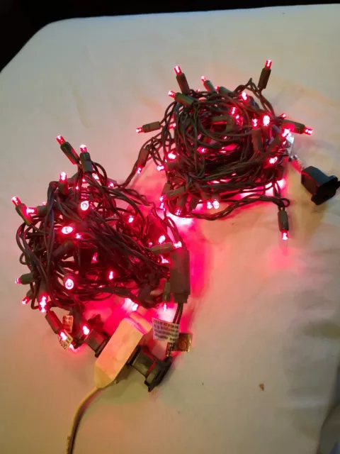 LED Mini 50ct RED Christmas Tree String Lights Lot of 2